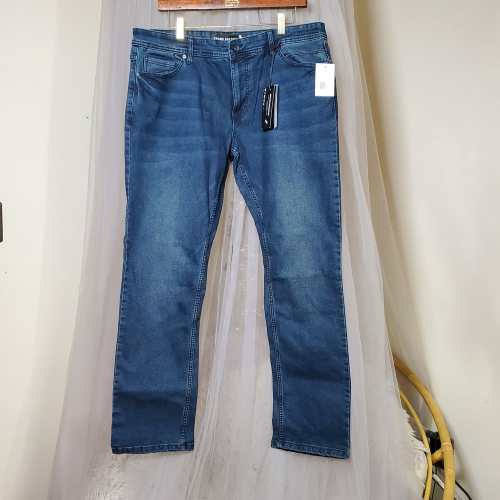 Stone Falcon Slim Fit Mens 36 Jeans Blue Midrise Denim Preppy Stretch 37x31